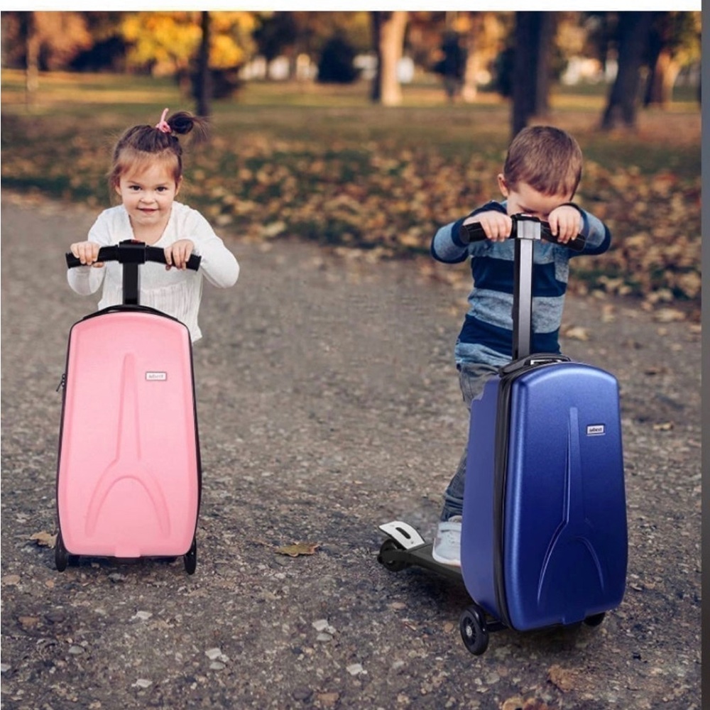 - Pink-Blue-Black  Ride-On Luggage Scooter